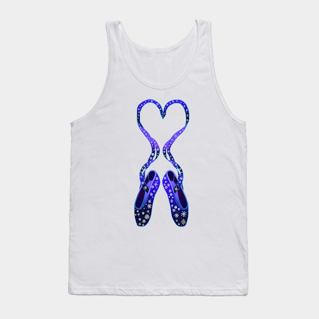 Dancing Winter Snowflake Ballet Slippers Tank Top by Art by Deborah Camp